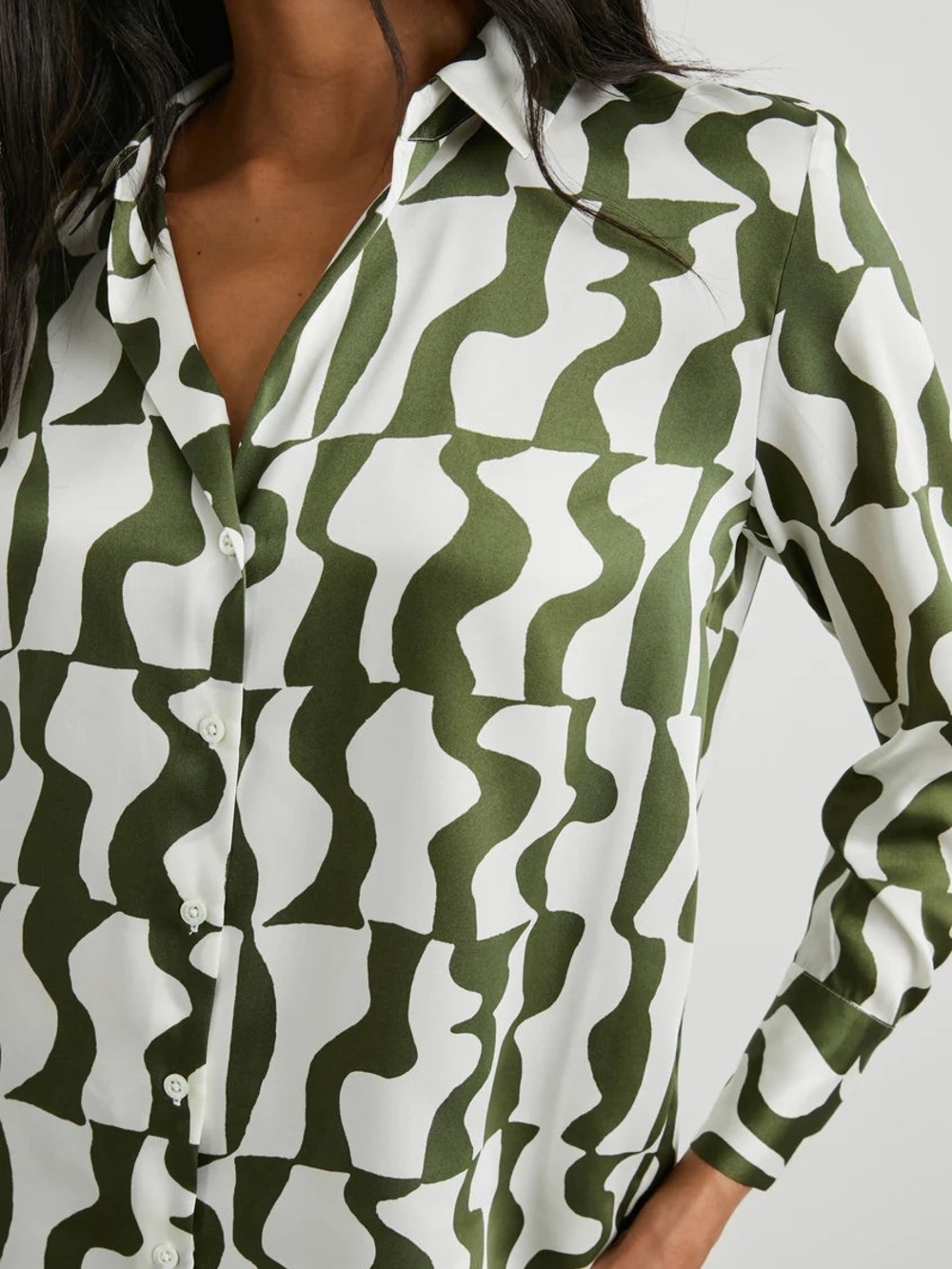 Philosophy Olive Green & White Patterned Button-Up Shirt